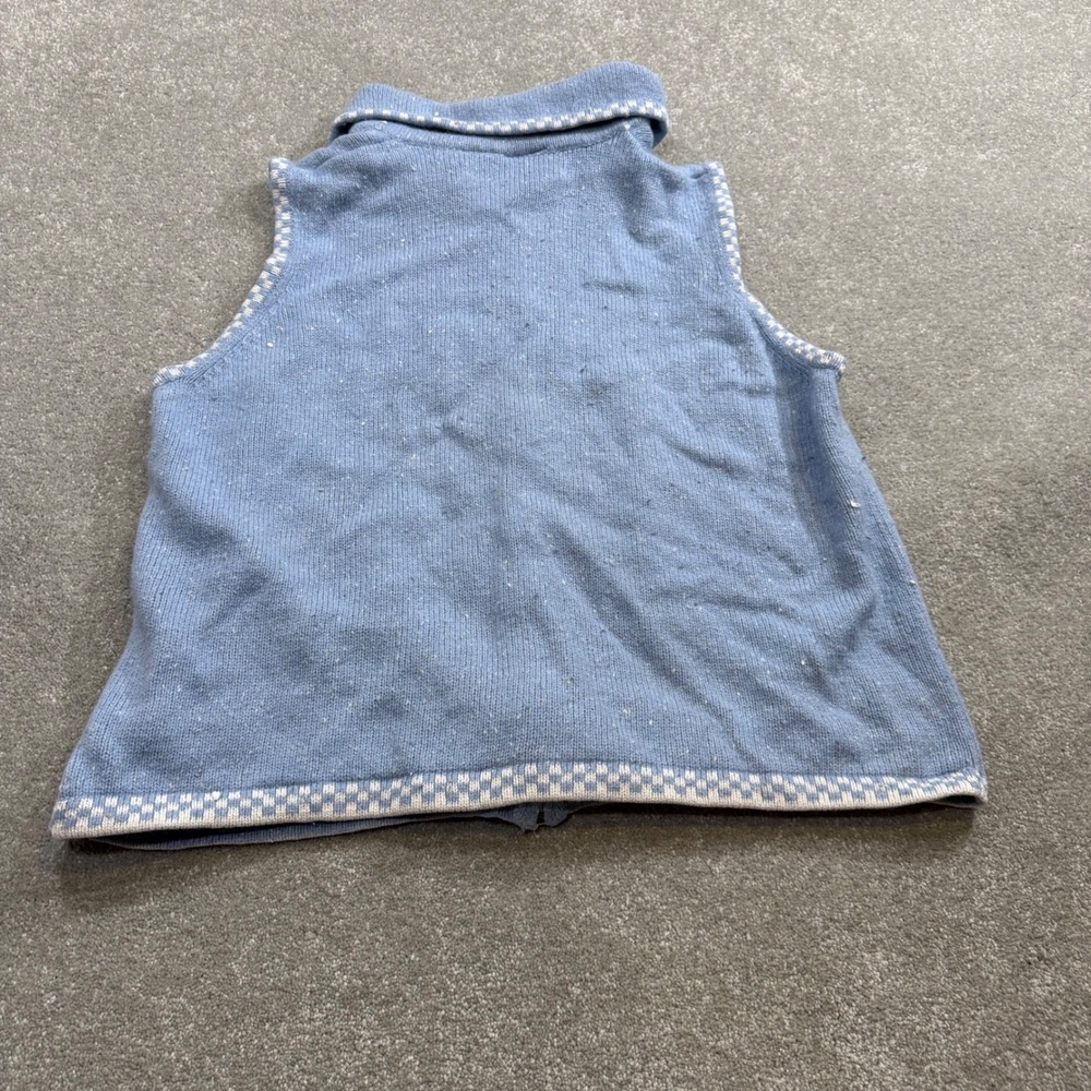 Vintage Bobbie Brooks Vest Angora Blend Blue Snowman‎ Knit Sweater Zip Front M/L - Picture 3 of 13